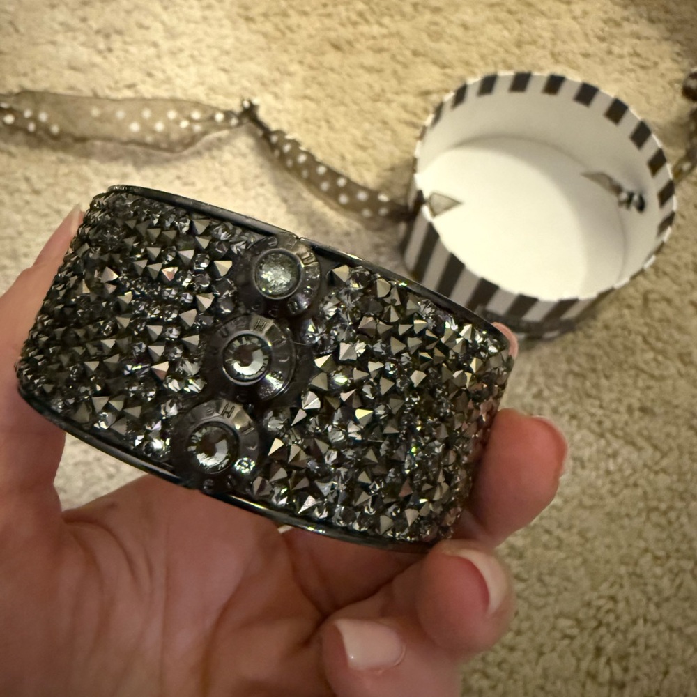 Henri Bendel Onyx and Silver Crystal Cuff - Picture 4 of 5